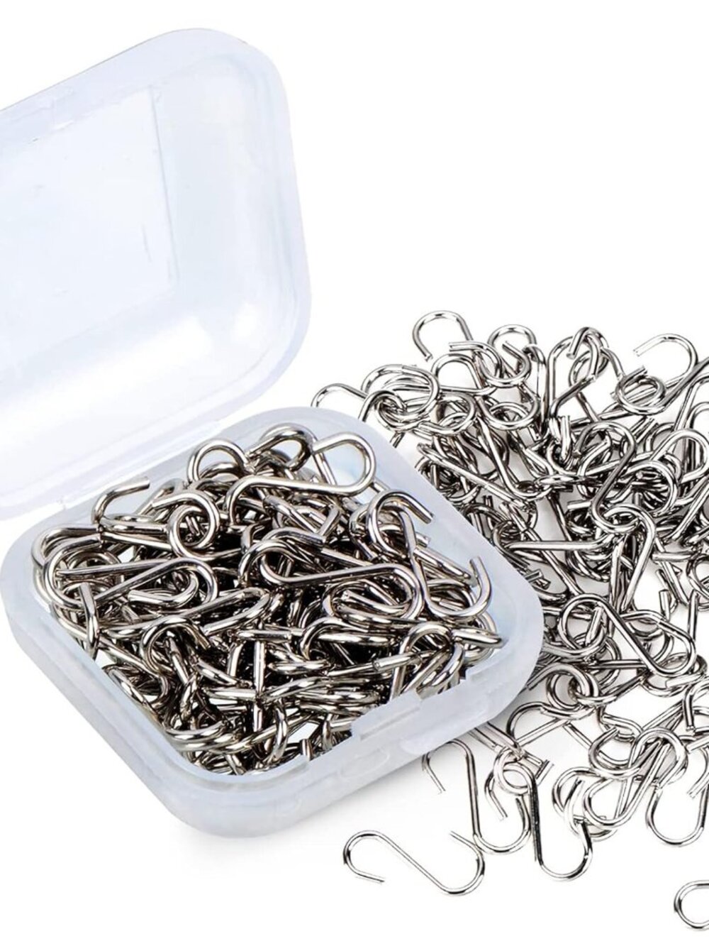 300 Pcs Mini Ornament Hooks for Mini Tree 0.55'' Small S Hook, Silver